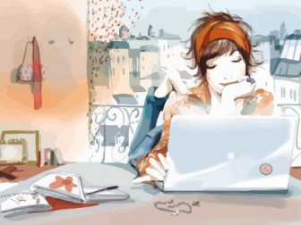 girl laptop and internet