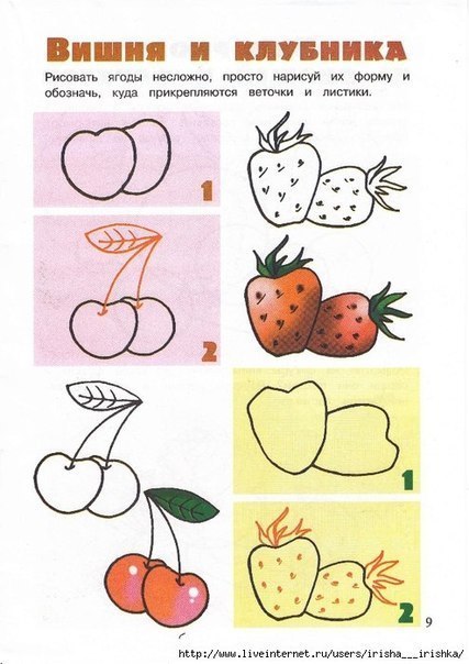 draw cherries and strawberries