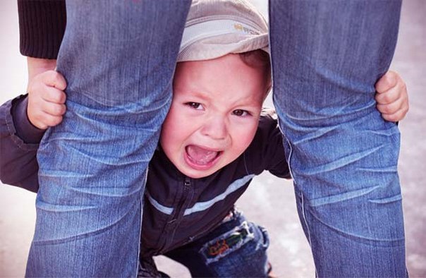 the child does not let go a single step