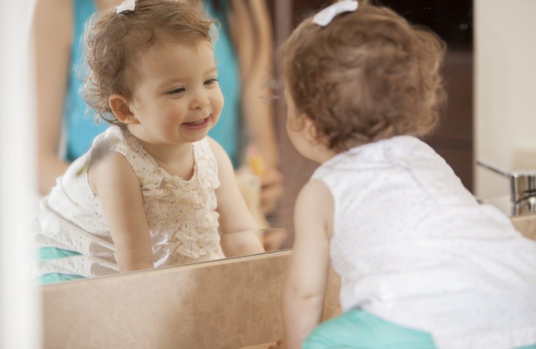 baby and mirror