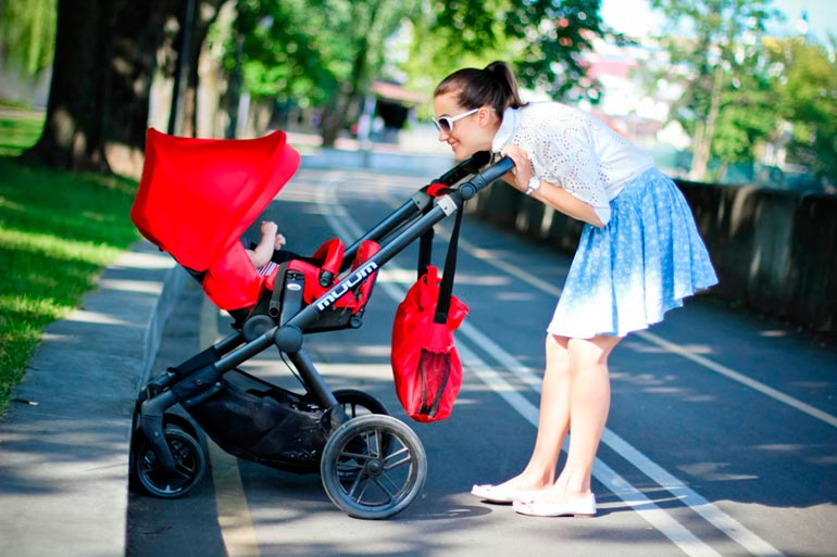 walks with a child in the heat