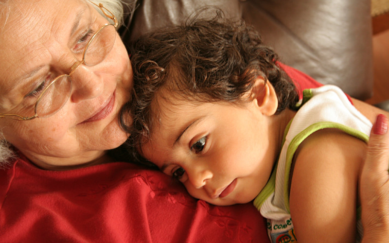 grandmother pampers grandson