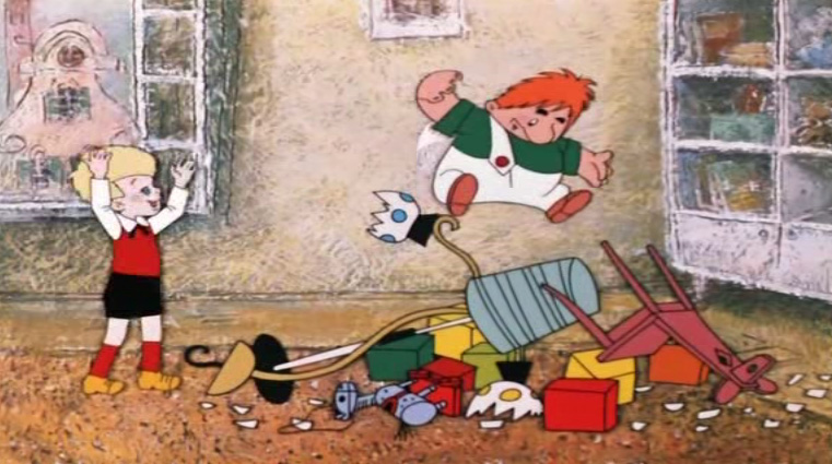 from the cartoon kid and Carlson kid throwing toys and objects