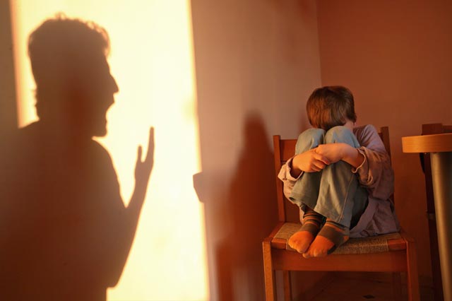 stepfather yells at a child
