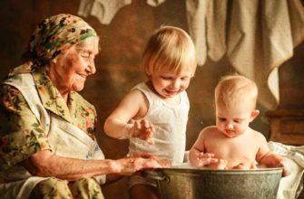 happy grandmother with grandchildren